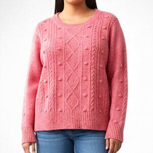 OLD NAVY Speckled PINK Cable-Knit Popcorn Plus Size Sweater, NWT. Size XXL